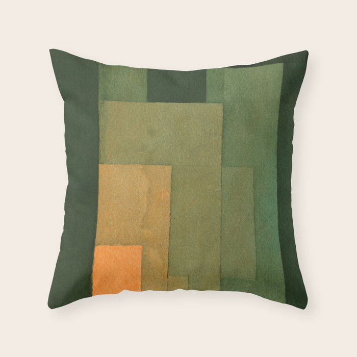 Paul Klee "Tower in Orange and Green 1922" Throw Pillow Gallery Image 1