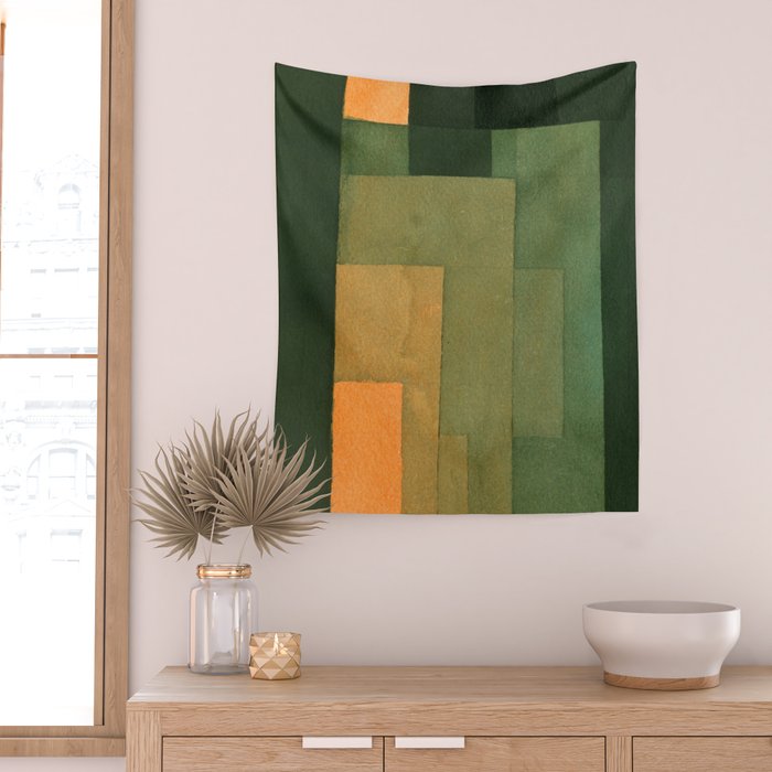 Paul Klee "Tower in Orange and Green 1922" Wall Tapestry Gallery Image 2