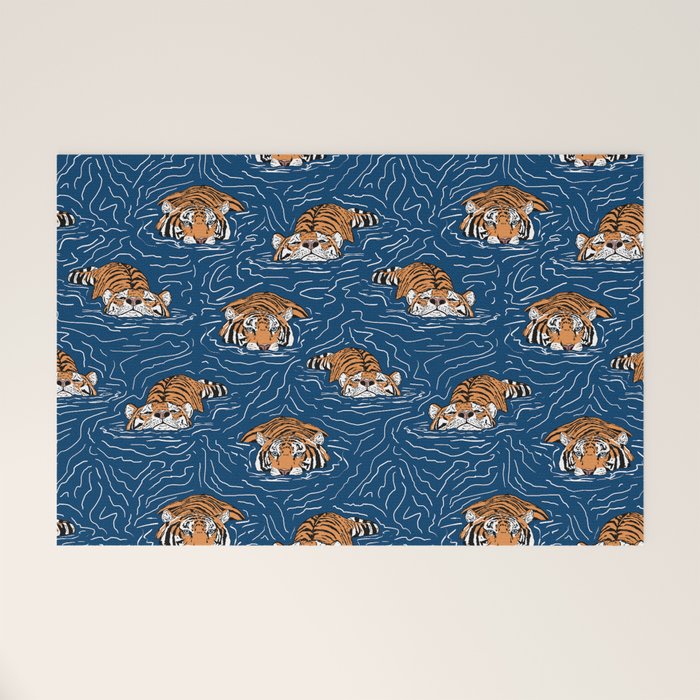 Tigers in the water Welcome Mat Gallery Image 1