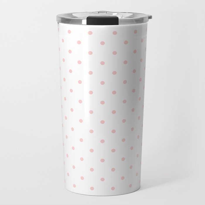 Small Pastel Pink Polka dots Background Travel Mug Gallery Image 1