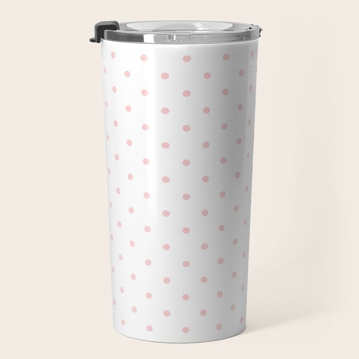 Small Pastel Pink Polka dots Background Travel Mug Gallery Image 3