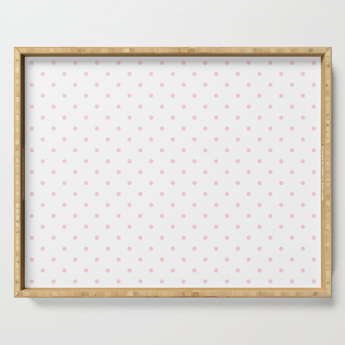 Small Pastel Pink Polka dots Background Serving Tray Gallery Image 1