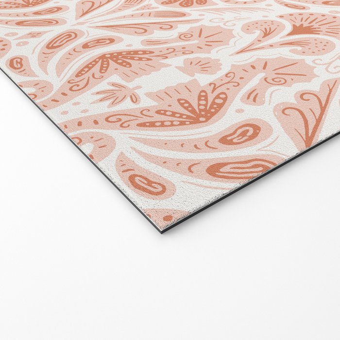Seahorse Damask  Peachy Pink Welcome Mat Gallery Image 2