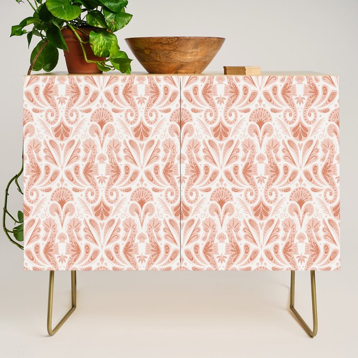 Seahorse Damask  Peachy Pink Credenza Gallery Image 1