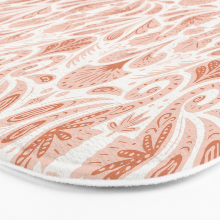 Seahorse Damask  Peachy Pink Bath Mat Gallery Image 3