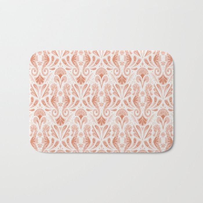Seahorse Damask  Peachy Pink Bath Mat Gallery Image 1
