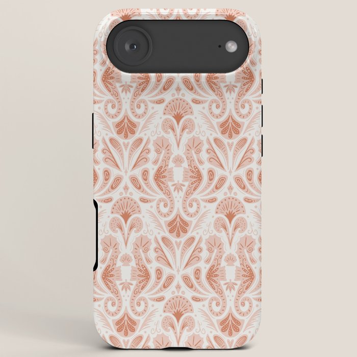 Seahorse Damask  Peachy Pink iPhone Case Gallery Image 6