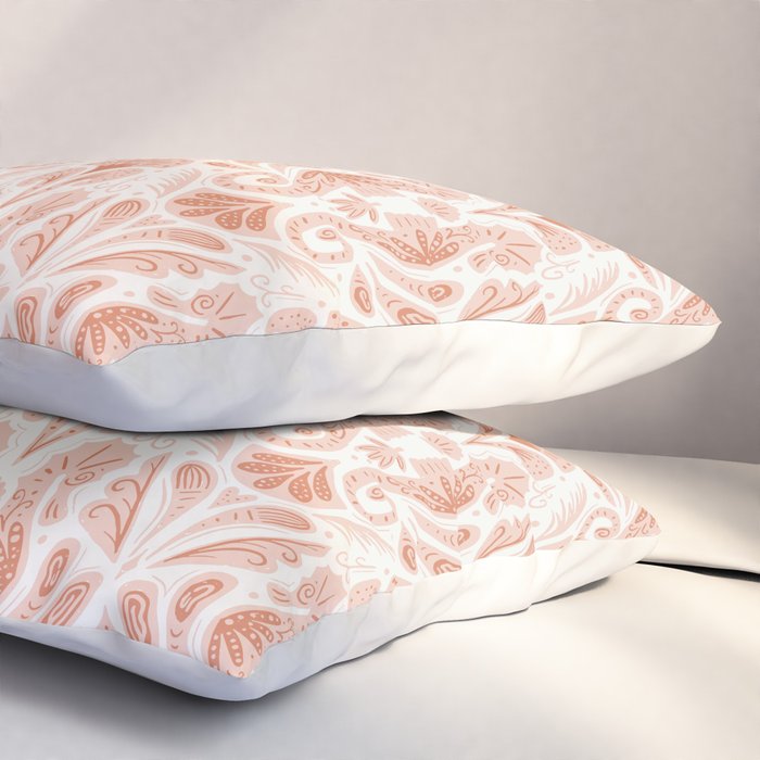 Seahorse Damask  Peachy Pink Pillow Sham Gallery Image 3