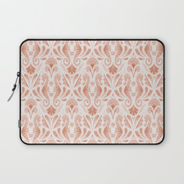 Seahorse Damask  Peachy Pink Laptop Sleeve Gallery Image 1