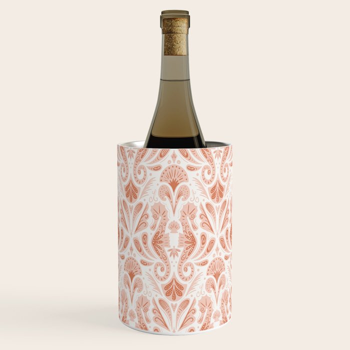 Seahorse Damask  Peachy Pink Wine Chiller Gallery Image 1