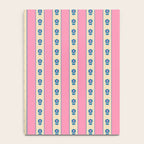 Cottage Stripes and Flowers Pattern in Pink, Blue, and Cream Beige Notebook Gallery Image 4