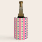 Cottage Stripes and Flowers Pattern in Pink, Blue, and Cream Beige Wine Chiller Gallery Image 3