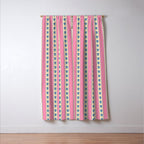 Cottage Stripes and Flowers Pattern in Pink, Blue, and Cream Beige Window Curtain Gallery Image 3