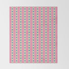 Cottage Stripes and Flowers Pattern in Pink, Blue, and Cream Beige Throw Blanket Gallery Image 2