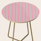 Cottage Stripes and Flowers Pattern in Pink, Blue, and Cream Beige Side Table Gallery Image 2