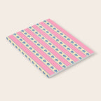 Cottage Stripes and Flowers Pattern in Pink, Blue, and Cream Beige Notebook Gallery Image 2