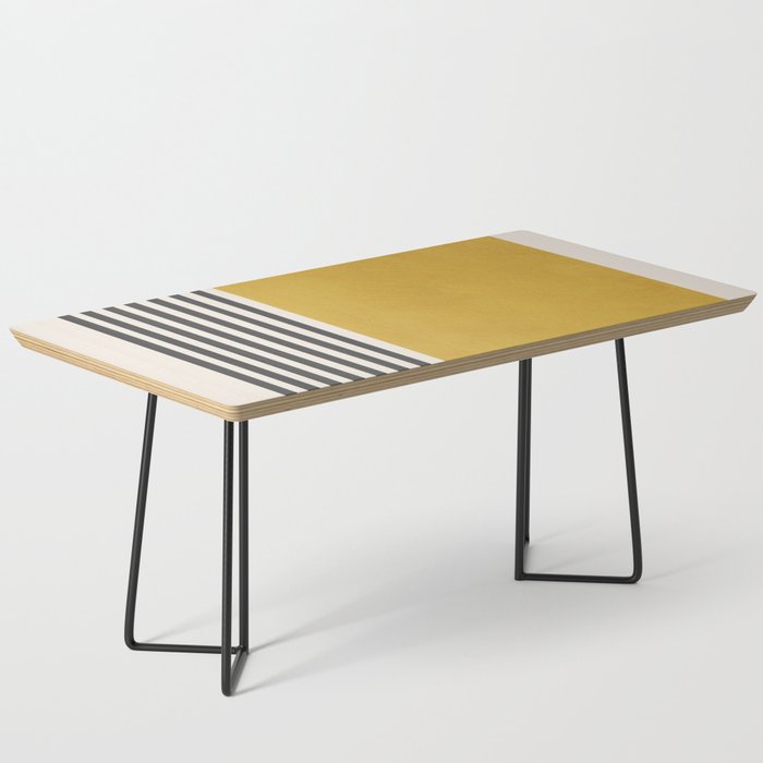 Mustard Yellow Black Lines Abstract Art Coffee Table Gallery Image 1