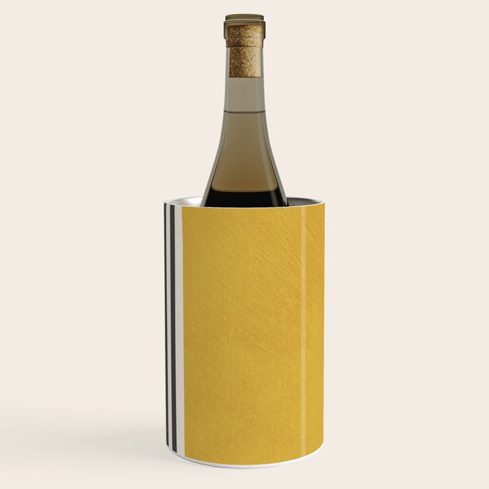 Mustard Yellow Black Lines Abstract Art Wine Chiller Gallery Image 1