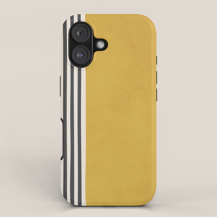 Mustard Yellow Black Lines Abstract Art iPhone Case Gallery Image 1