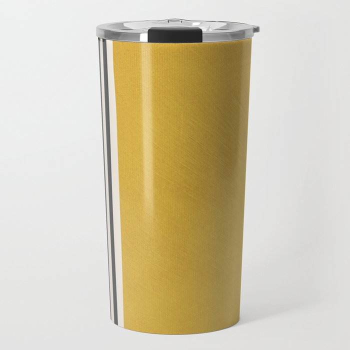 Mustard Yellow Black Lines Abstract Art Travel Mug Gallery Image 1