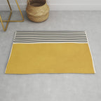 Mustard Yellow Black Lines Abstract Art Rug Gallery Image 1