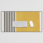 Mustard Yellow Black Lines Abstract Art Desk Mat Gallery Image 1
