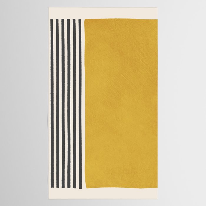 Mustard Yellow Black Lines Abstract Art Tablecloth Gallery Image 2