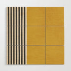 Mustard Yellow Black Lines Abstract Art Wood Wall Art Gallery Image 1