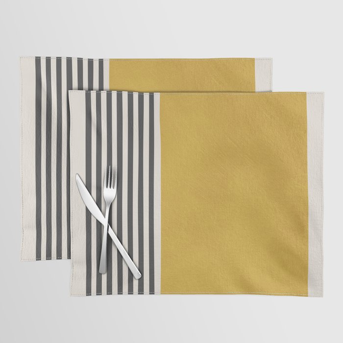 Mustard Yellow Black Lines Abstract Art Placemat Gallery Image 1