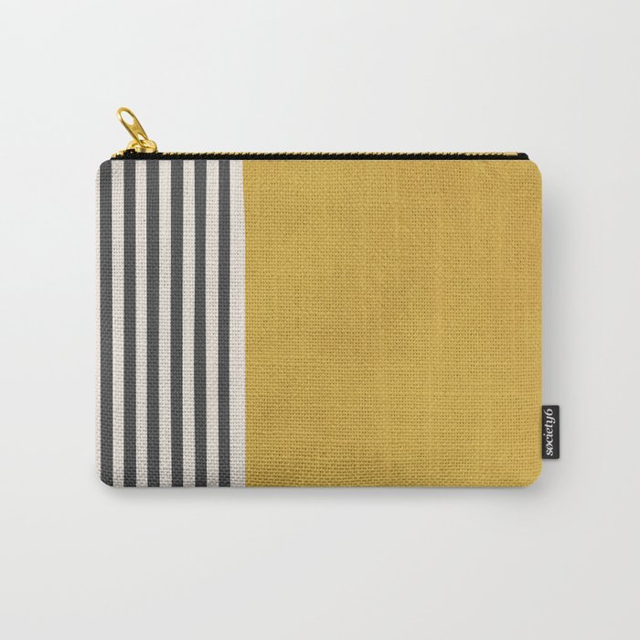 Mustard Yellow Black Lines Abstract Art Carry All Pouch Gallery Image 1