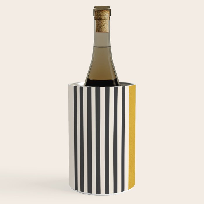 Mustard Yellow Black Lines Abstract Art Wine Chiller Gallery Image 2