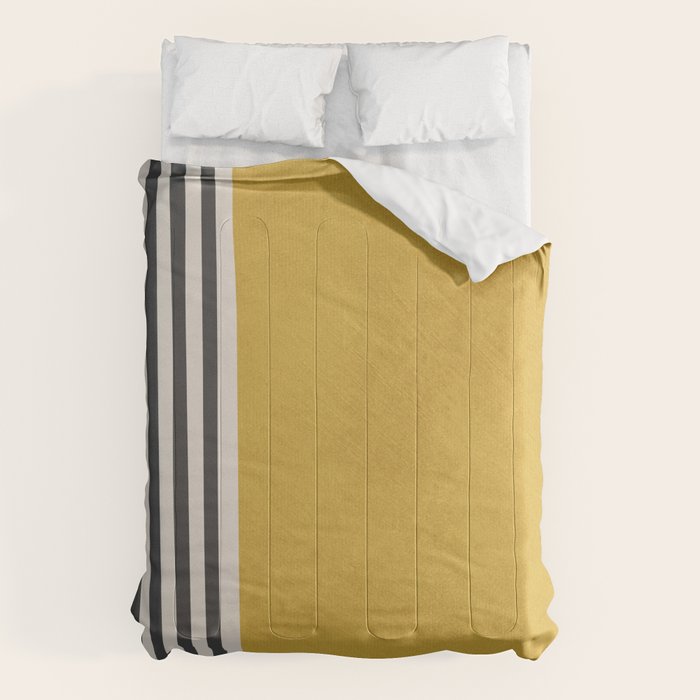 Mustard Yellow Black Lines Abstract Art Comforter Gallery Image 6