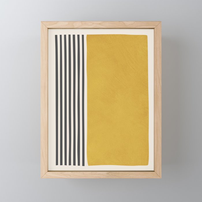 Mustard Yellow Black Lines Abstract Art Mini Art Print Gallery Image 1