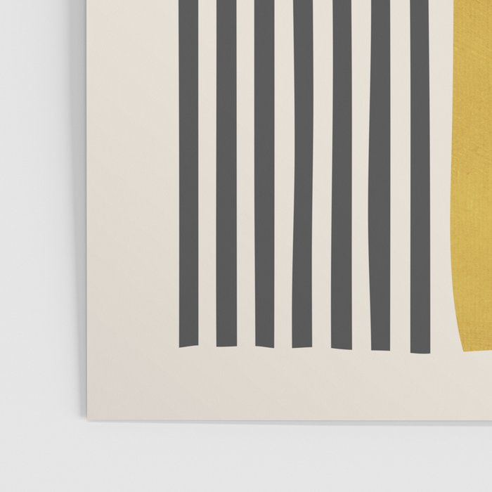 Mustard Yellow Black Lines Abstract Art Poster Gallery Image 3