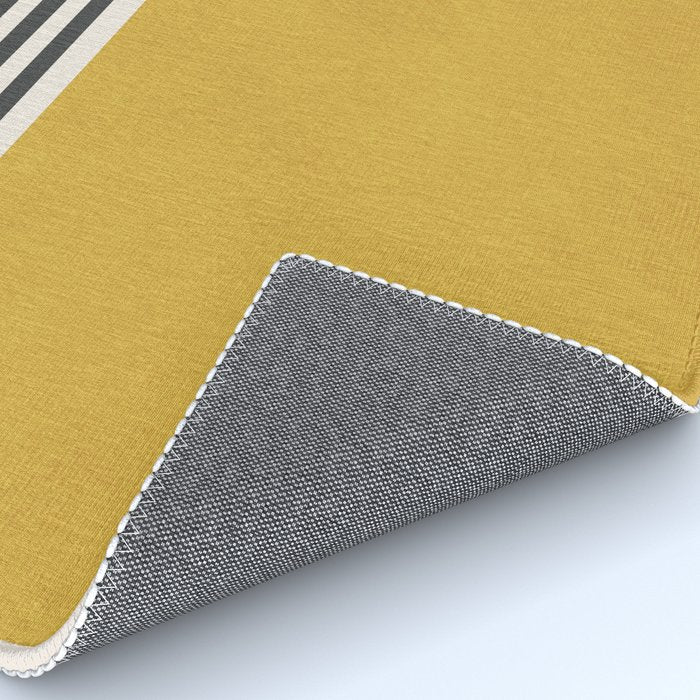 Mustard Yellow Black Lines Abstract Art Rug Gallery Image 4