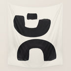 Mid Century Modern Minimalist Abstract Art Brush Strokes Black & White Ink Art Tribal Marking Wall Tapestry Gallery Image 4
