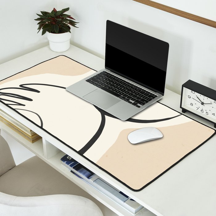 Lady Portrait Abstract Minimal  Line Art 3 Desk Mat Gallery Image 2