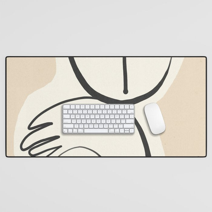 Lady Portrait Abstract Minimal  Line Art 3 Desk Mat Gallery Image 1