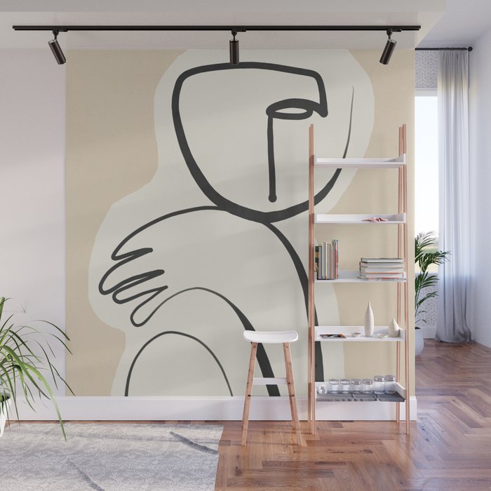 Lady Portrait Abstract Minimal  Line Art 3 Wall Mural Gallery Image 1
