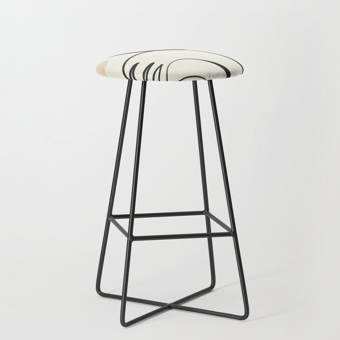 Lady Portrait Abstract Minimal  Line Art 3 Stool Gallery Image 1