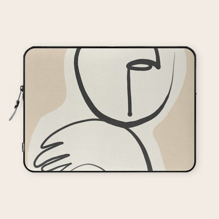 Lady Portrait Abstract Minimal  Line Art 3 Laptop Sleeve Gallery Image 1