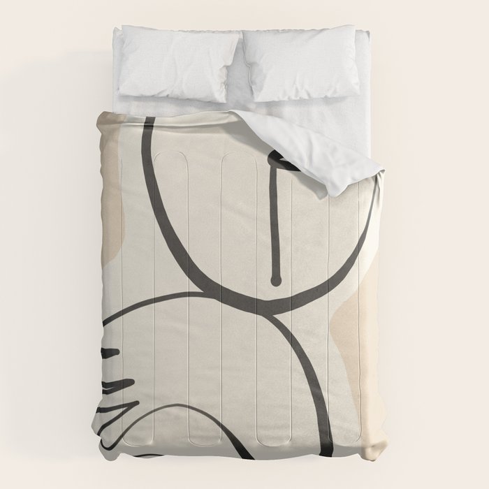 Lady Portrait Abstract Minimal  Line Art 3 Comforter Gallery Image 6