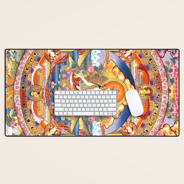 White Tara Mandala Buddhist Thangka Desk Mat Gallery Image 1