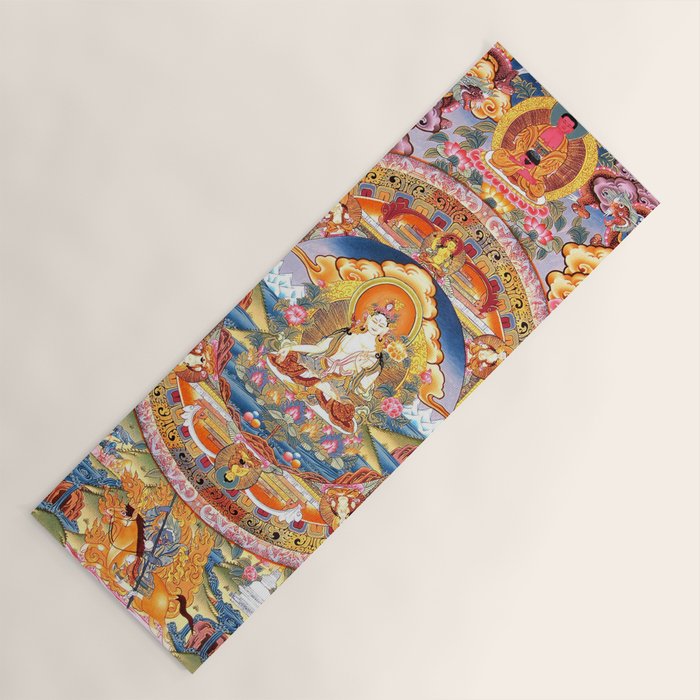 White Tara Mandala Buddhist Thangka Yoga Mat Gallery Image 1