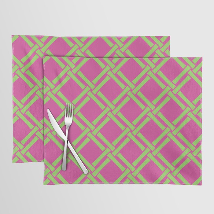 Classic Bamboo Trellis Pattern 240 Hot Pink and Chartreuse Placemat Gallery Image 1