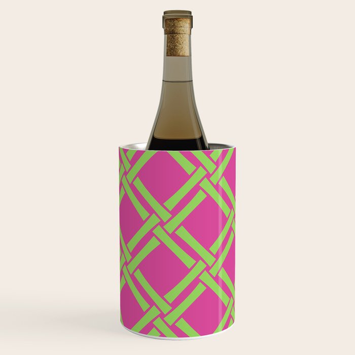 Classic Bamboo Trellis Pattern 240 Hot Pink and Chartreuse Wine Chiller Gallery Image 2
