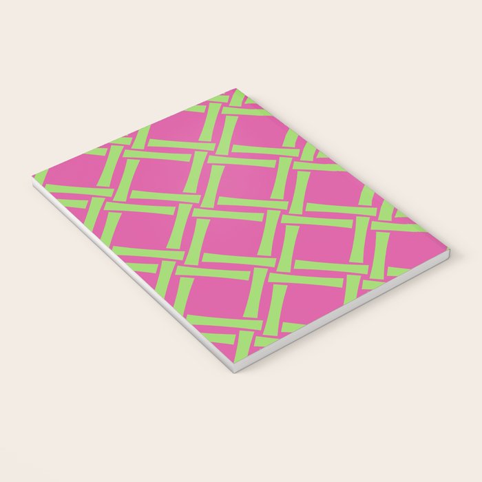 Classic Bamboo Trellis Pattern 240 Hot Pink and Chartreuse Notebook Gallery Image 3