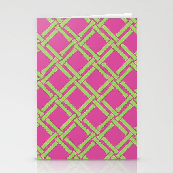 Classic Bamboo Trellis Pattern 240 Hot Pink and Chartreuse Stationery Card Gallery Image 1