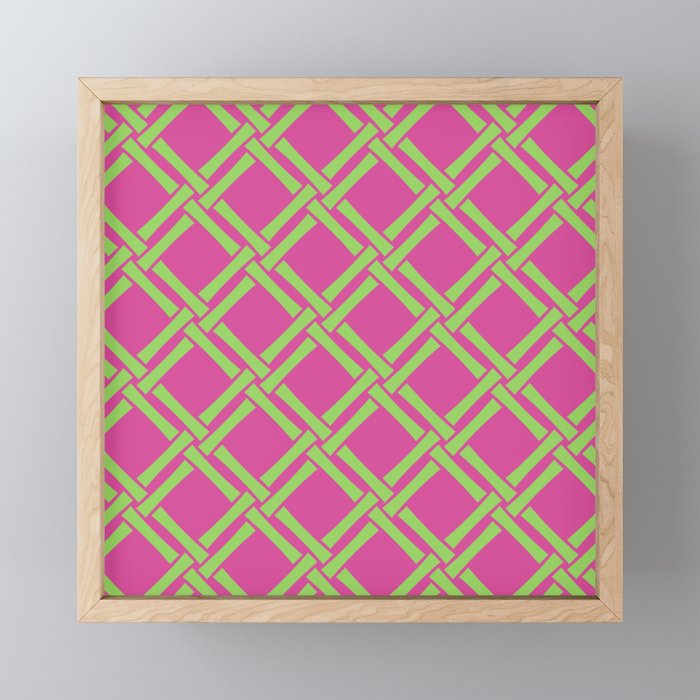 Classic Bamboo Trellis Pattern 240 Hot Pink and Chartreuse Mini Art Print Gallery Image 1