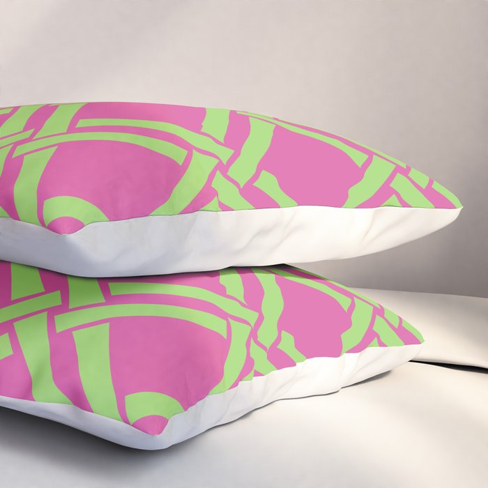 Classic Bamboo Trellis Pattern 240 Hot Pink and Chartreuse Pillow Sham Gallery Image 3